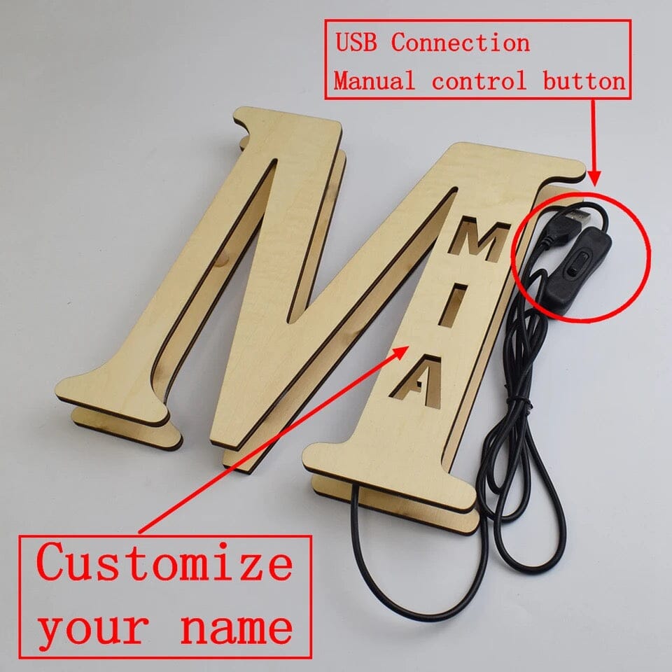 Aurora Glifa ábécé LED fa fali lámpa nappaliba